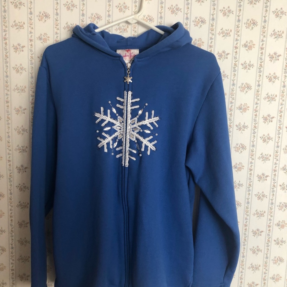 Quacker Factory Snowflake Embellished Hooded Swea… - image 1